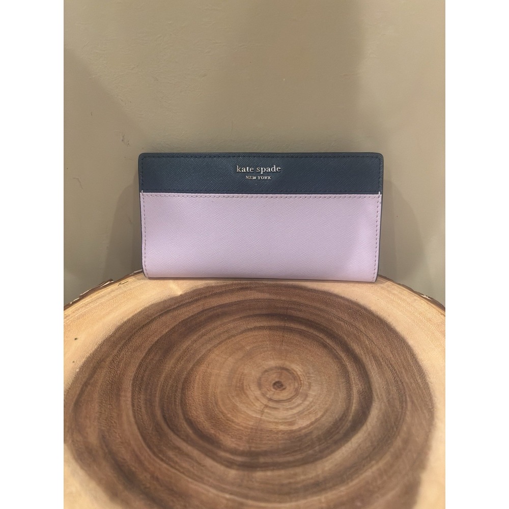 NWT‎ KATE SPADE Cameron Purple/Navy Blue Large Continental Zip Around Wallet